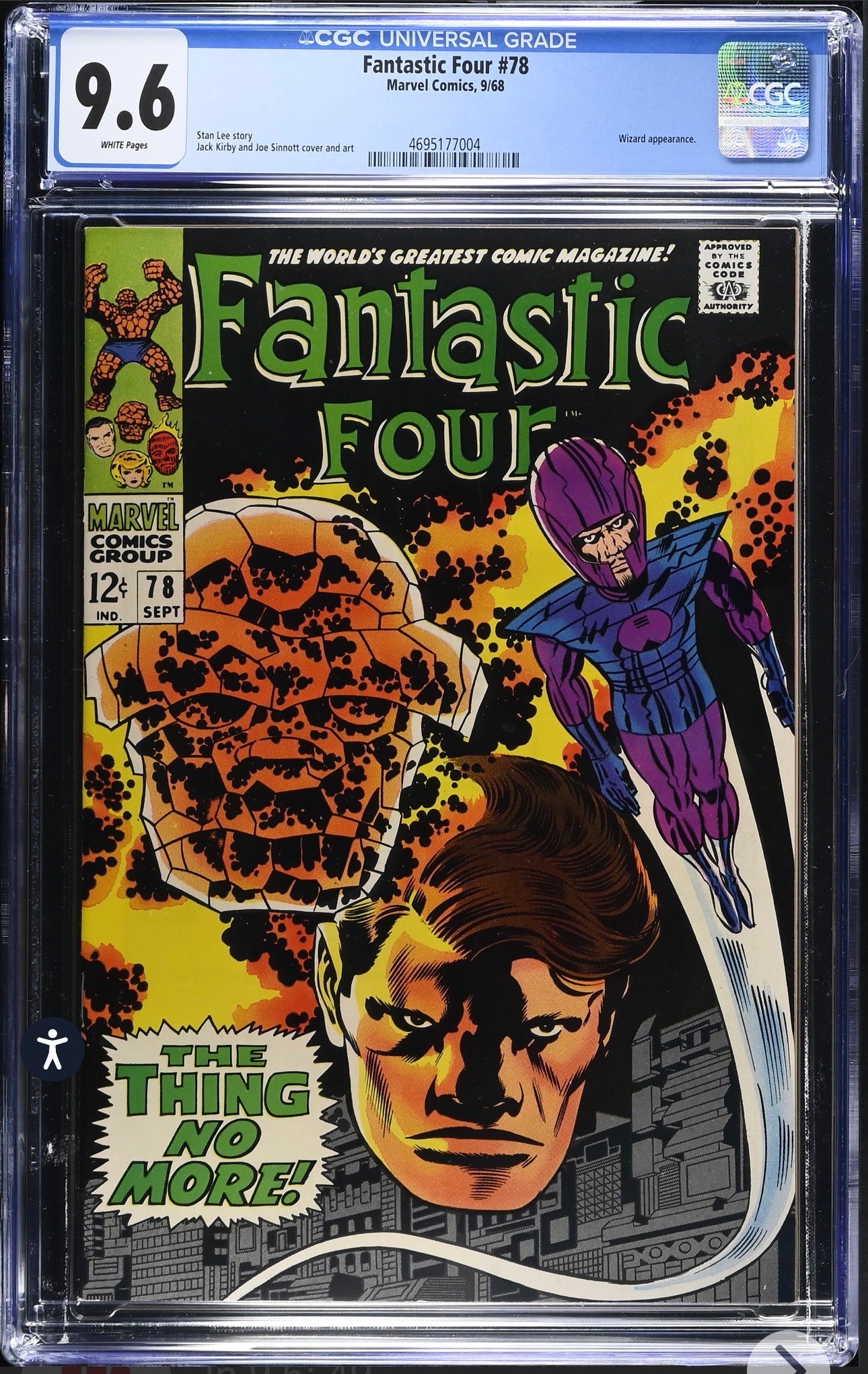 FANTASTIC FOUR #78 CGC 9.6 (Marvel, 1968) White Pages (Very Rare)