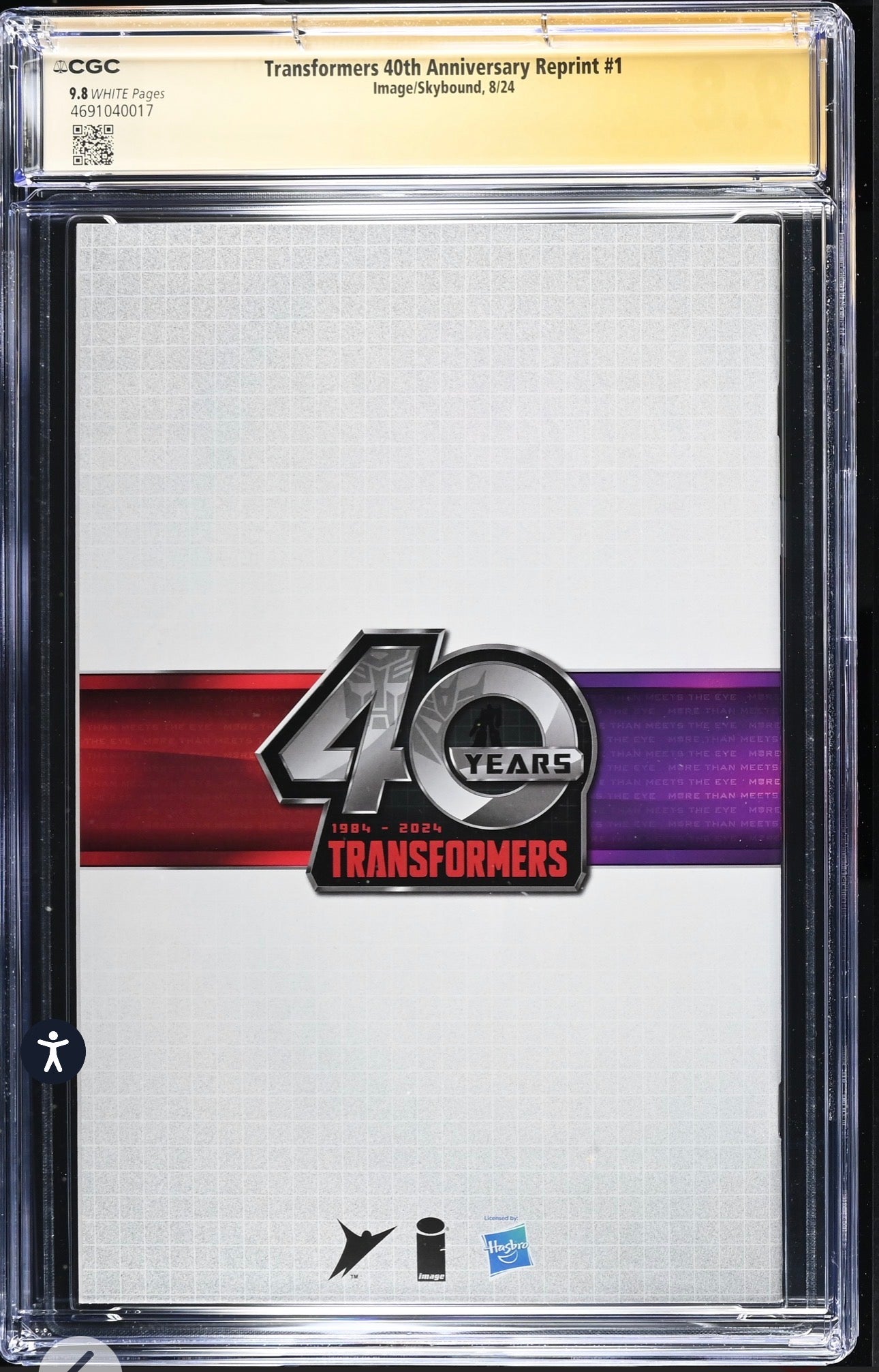 Transformers #1 40th Anniversary CGC SS 9.8 Signed Peter Cullen (Image, 2024)