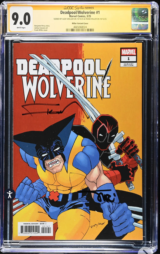 Deadpool/Wolverine #1 CGC SS 9.0 (Marvel, 2025) Signed By Frank Miller & Alex Sinclair