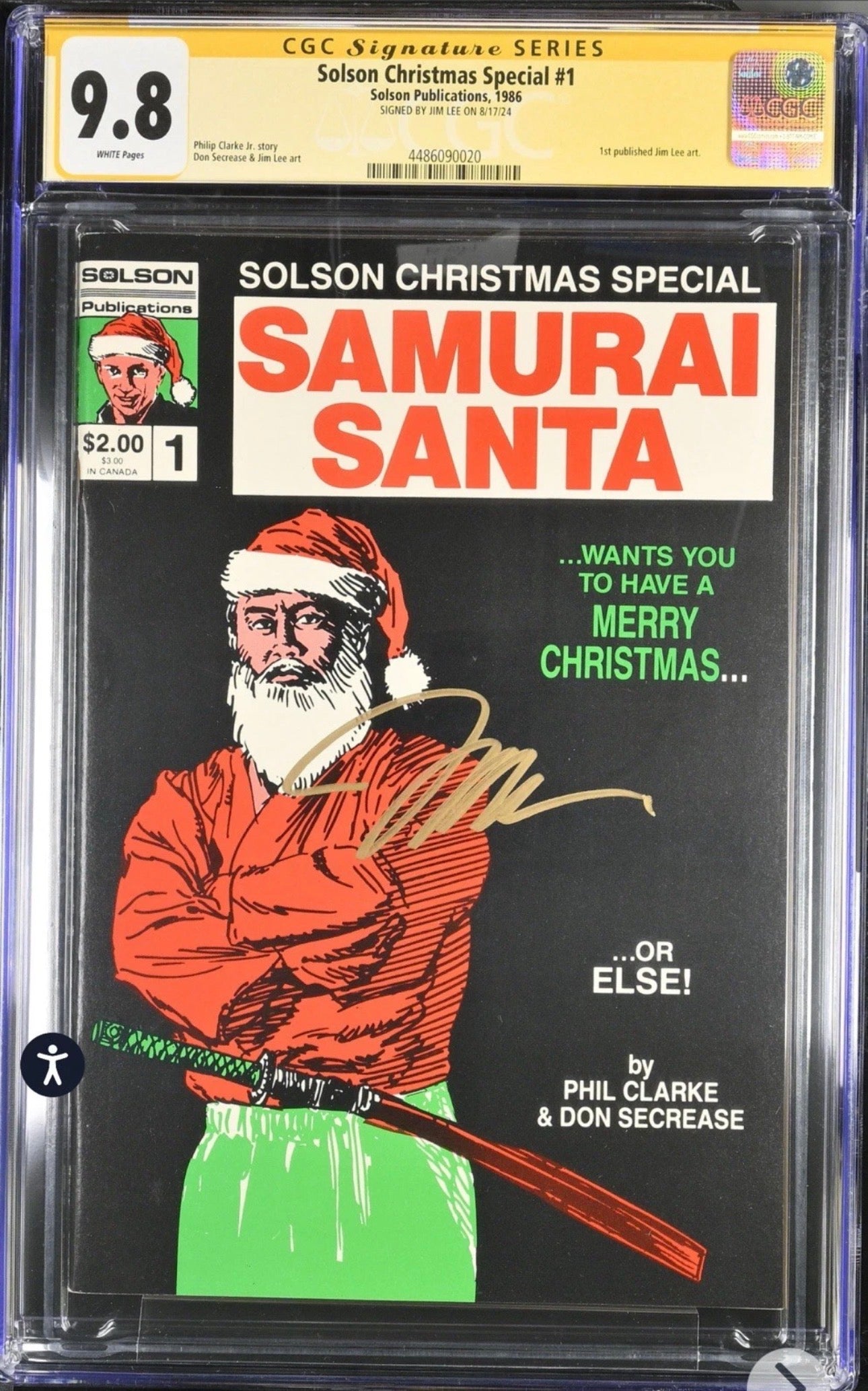 Solson Christmas Special #1 CGC SS 9.8 (Samurai Santa, 1st Published Jim Lee Art) SIGNED BY JIM LEE