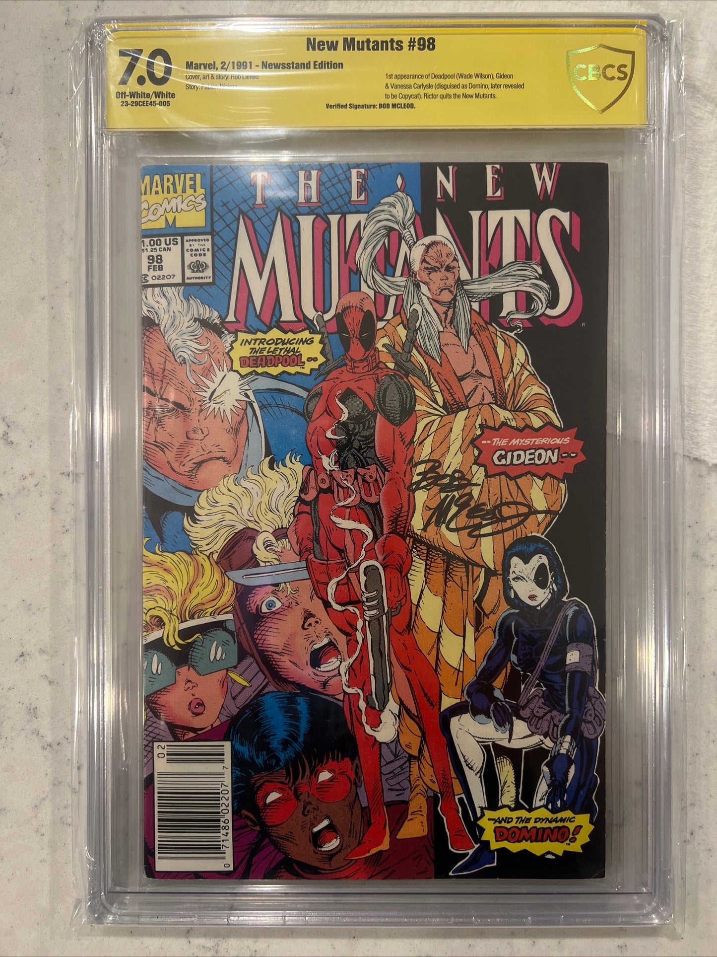 New Mutants #98 CBCS 7.0 Newsstand Edition Signed by Bob McLeod