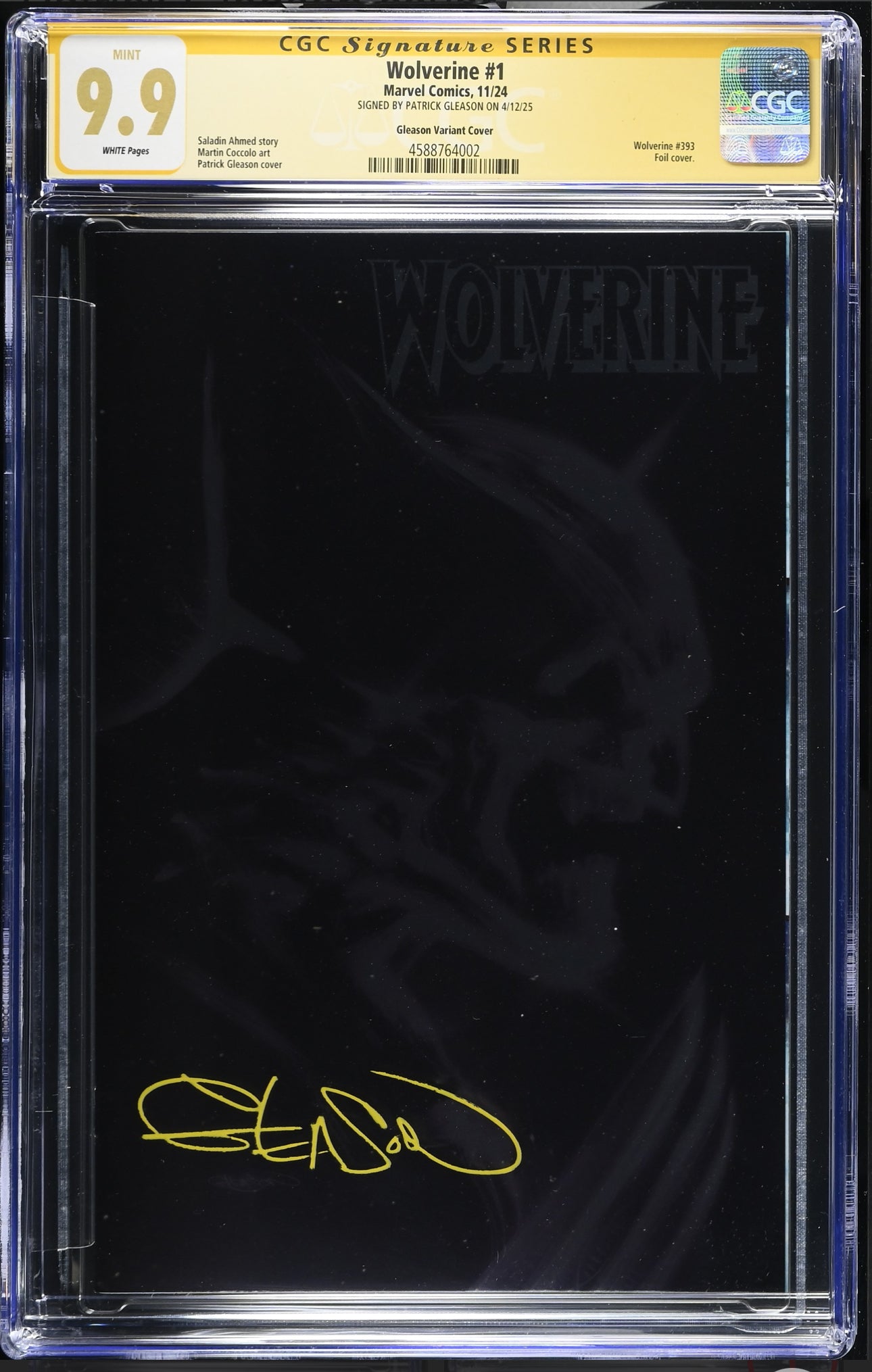 Wolverine #1 CGC SS 9.9 (Marvel, 2024) Signed by Patrick Gleason