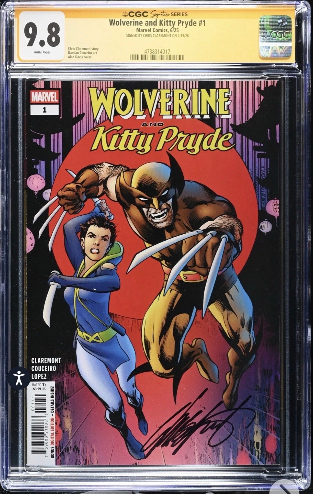 Wolverine and Kitty Pryde #1 CGC SS 9.8 Signed By Chris Claremont (Marvel, 2025)