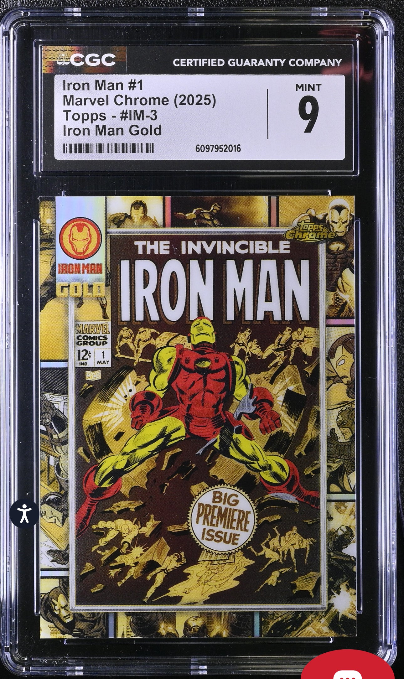 Iron Man #1 Marvel Chrome (2025) CGC 9 (Mint) Topps #IM-3 Iron Man Gold CGC Cards