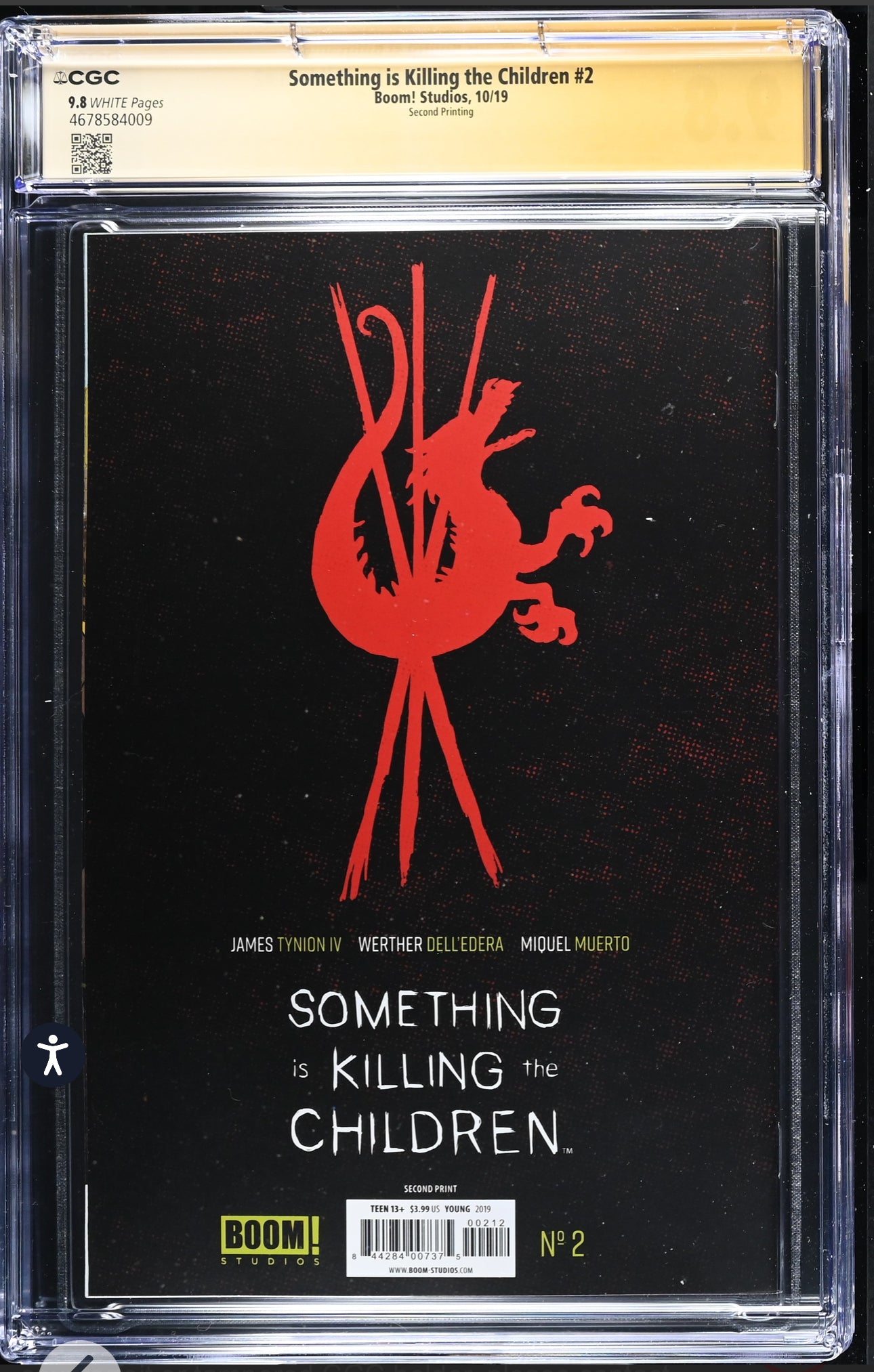 Something Is Killing The Children #2 CGC SS 9.8 (BOOM! Studios, 2019, 2nd Printing) Signed/Sketch By Ethan Young