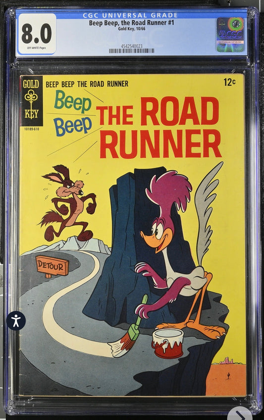Beep Beep, ROAD RUNNER #1 CGC 8.0 (Gold Key Looney Tunes 1966 Wile E. Coyote)