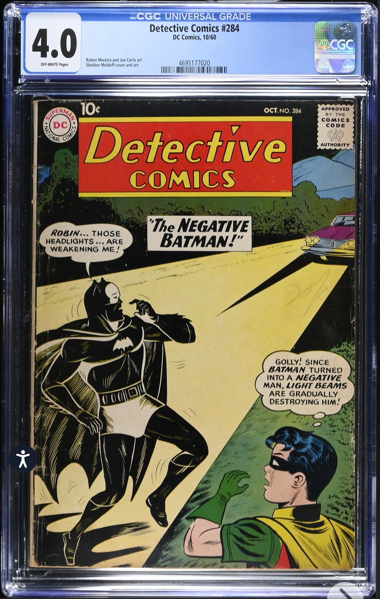 Detective Comics #284 CGC 4.0 (DC, 1960) The Negative Batman