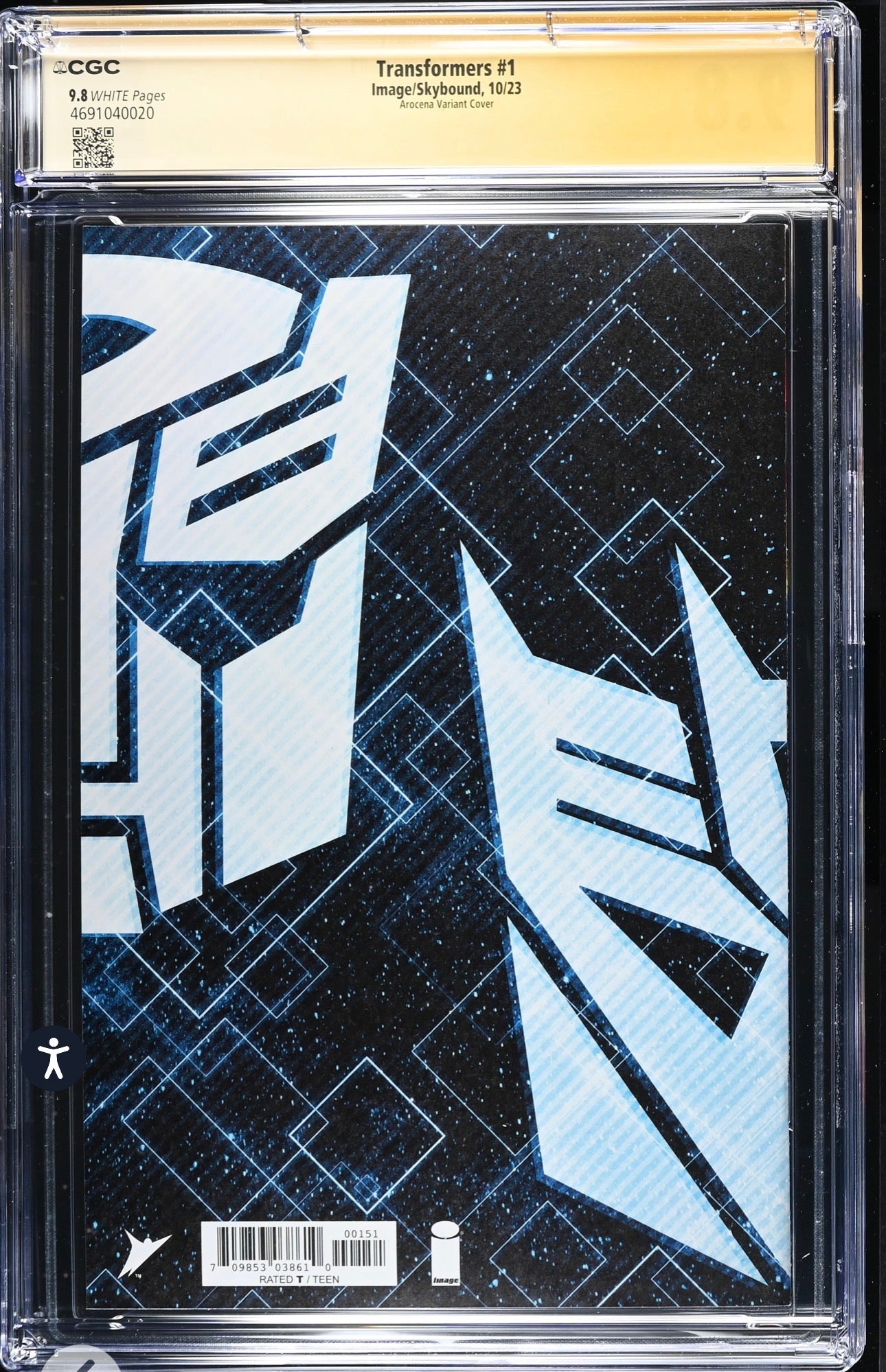 Transformers #1 CGC SS 9.8 Signed By Peter Cullen (Image, 2023 1:10 Variant)