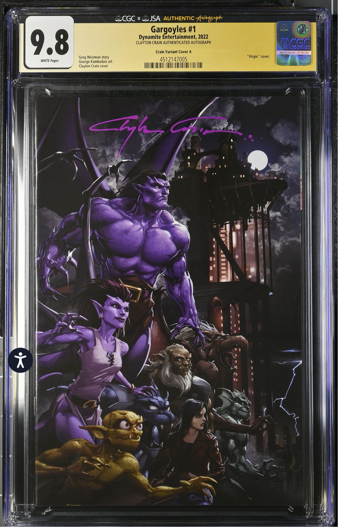 GARGOYLES #1 CGC x JSA 9.8 (Dynamite, 2022) Clayton Crain Variant A Signed by Clayton Crain