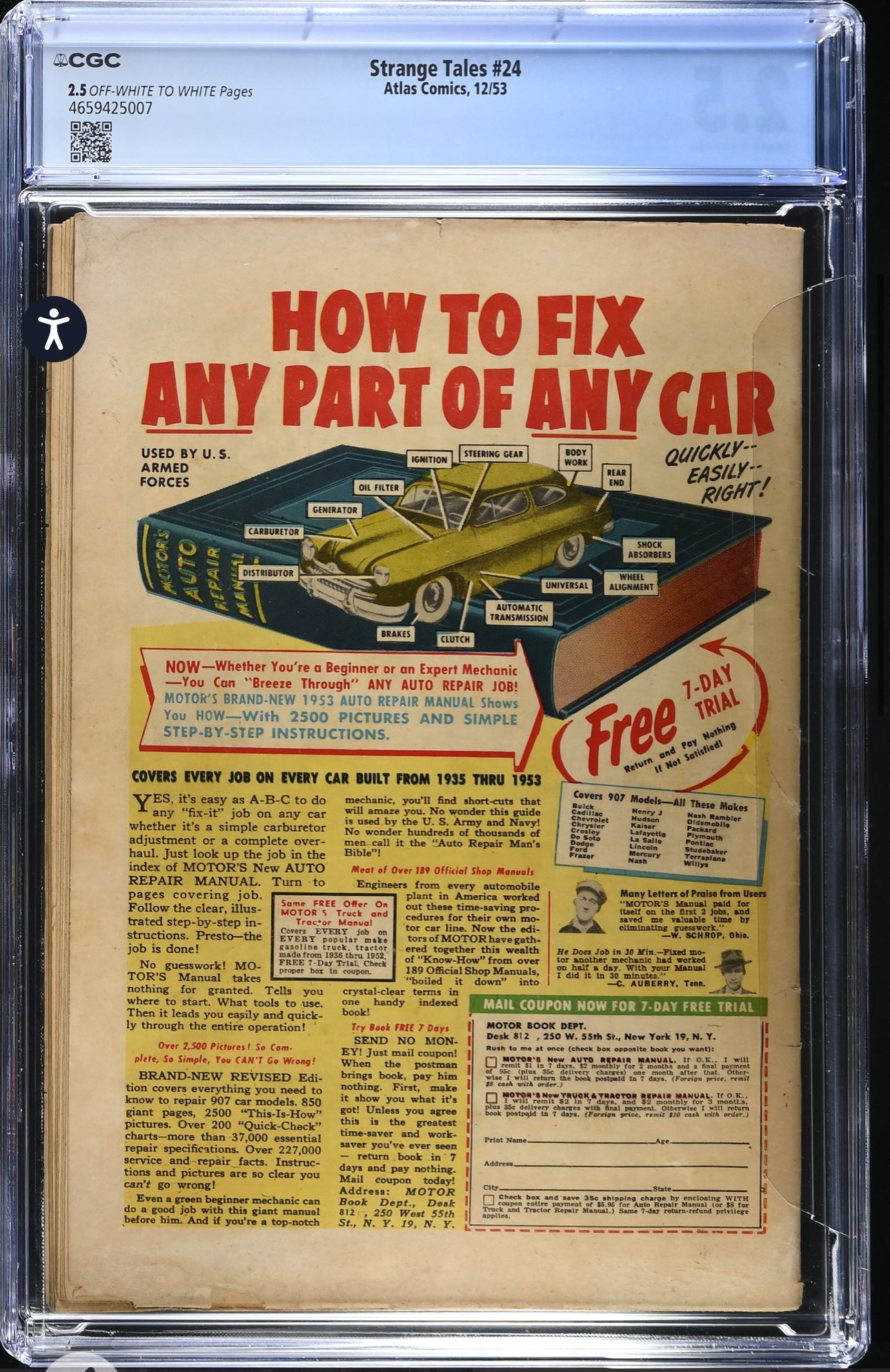 Strange Tales #24 CGC 2.5 (Atlas, 1953) Golden Age Pre Code Horror