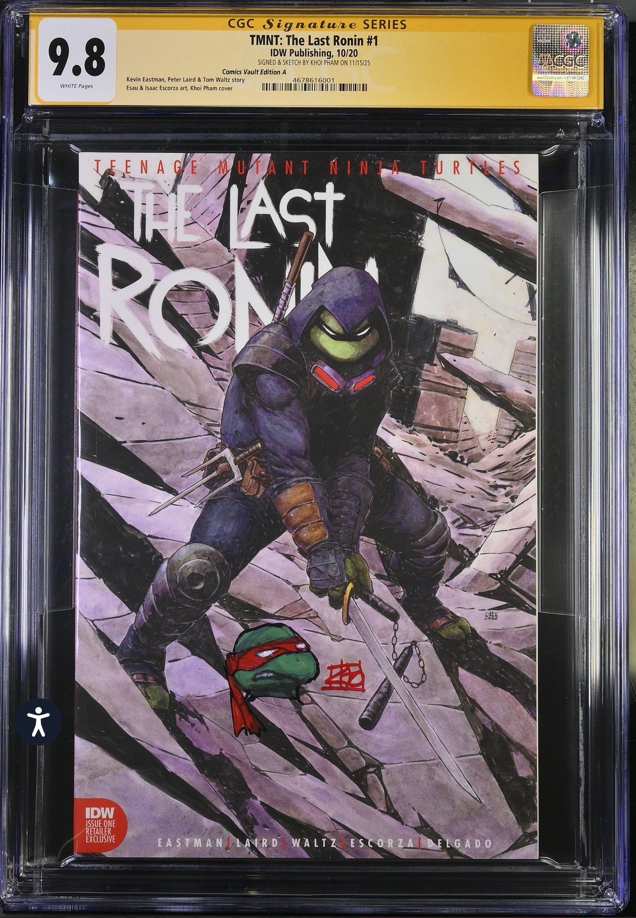 Teenage Mutant Ninja Turtles the Last Ronin #1 CGC SS 9.8 Signed & Sketch By Khoi Pham Comics Vault Variant