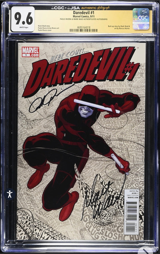 Daredevil #1 CGC x JSA 9.6 Signed By Paolo Rivera & Mark Waid (Marvel, 2011)