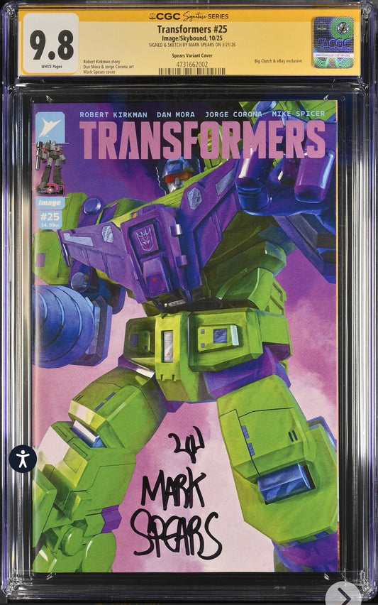 Transformers #25 CGC SS 9.8 Signed & Sketch By Mark Spears (Image/Skybound, 2025)