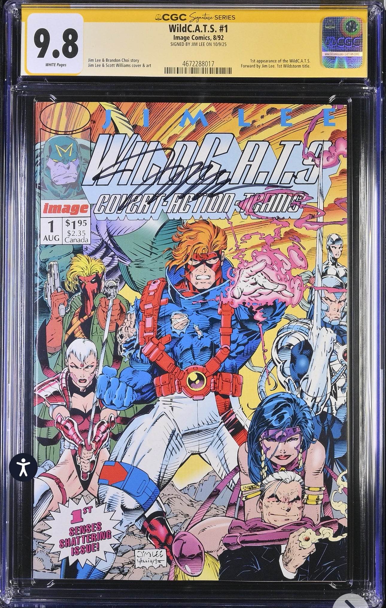 WildC.A.T.S. #1 CGC SS 9.8 (Image, 1992) Signed by Jim Lee