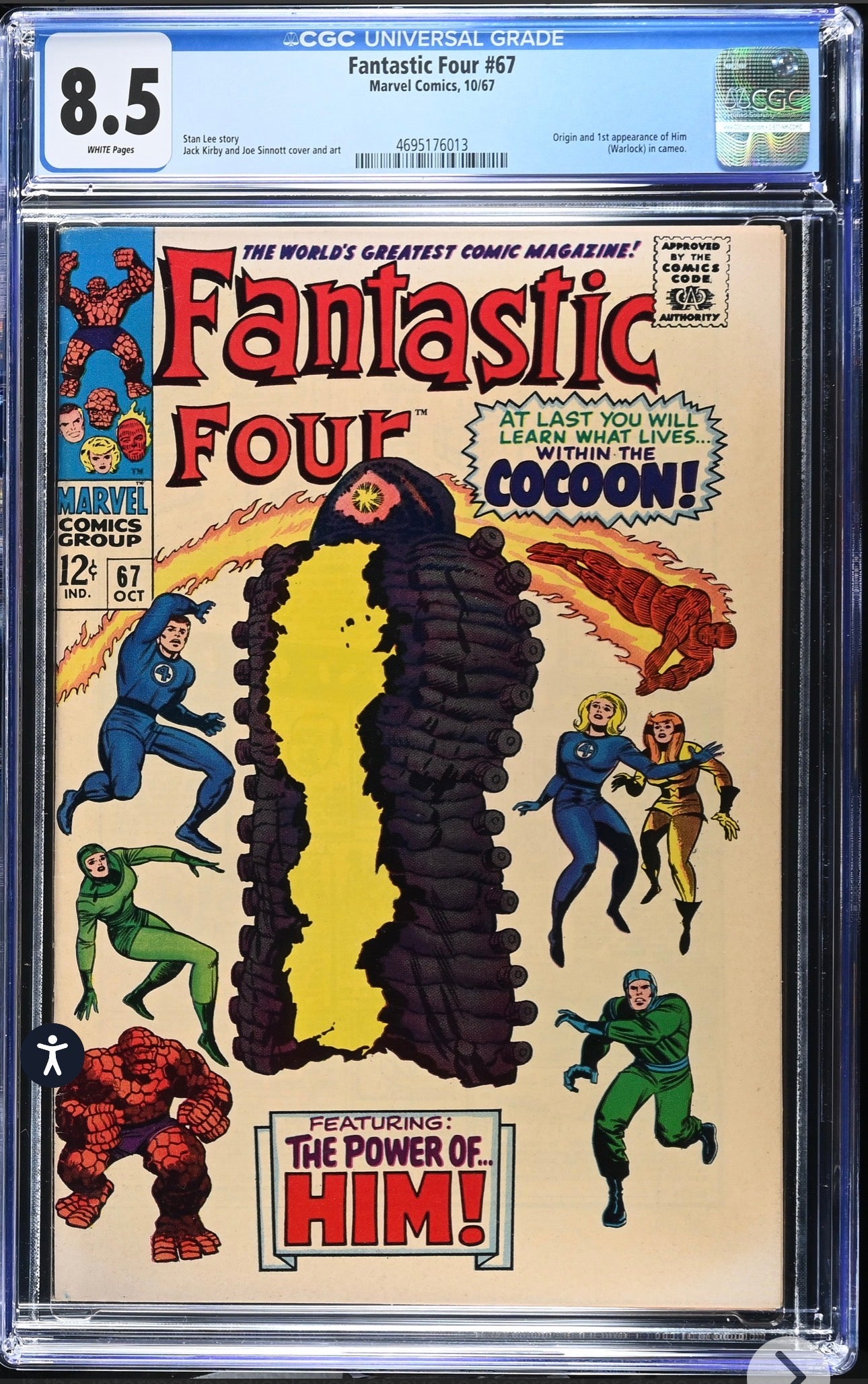 Fantastic Four #67 CGC 8.5 (Marvel, 1967) 1st App Him (Warlock) Rare White Pages