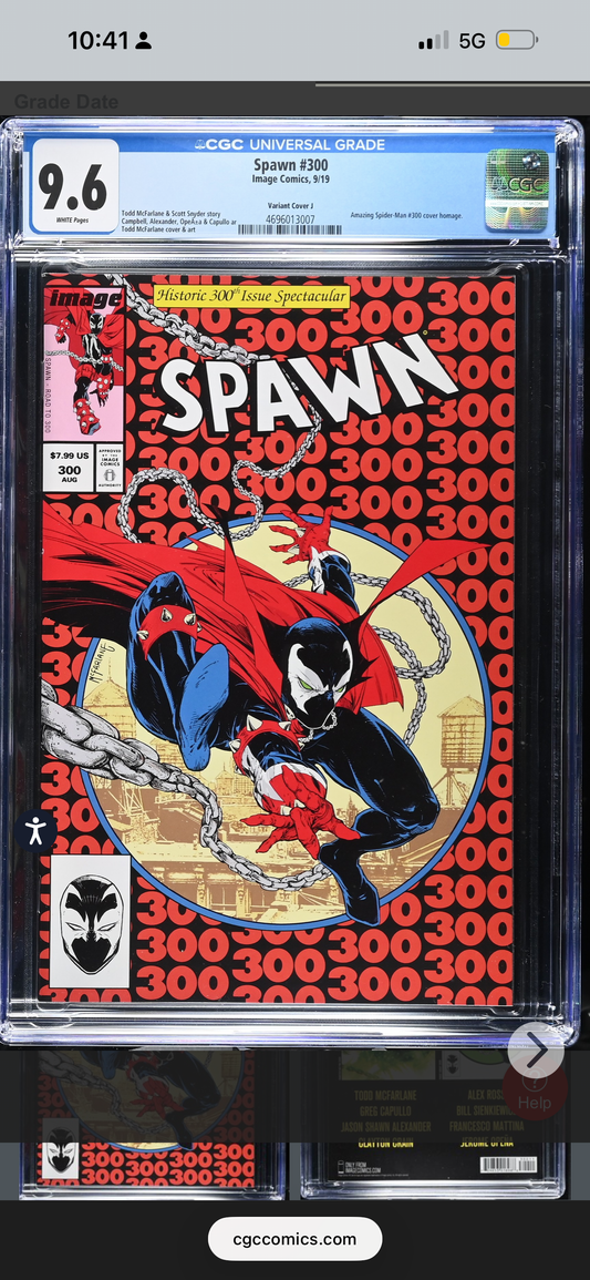 Spawn #300 CGC 9.6 (Image, 2019) Cover J (Amazing Spider-Man #300 Homage)