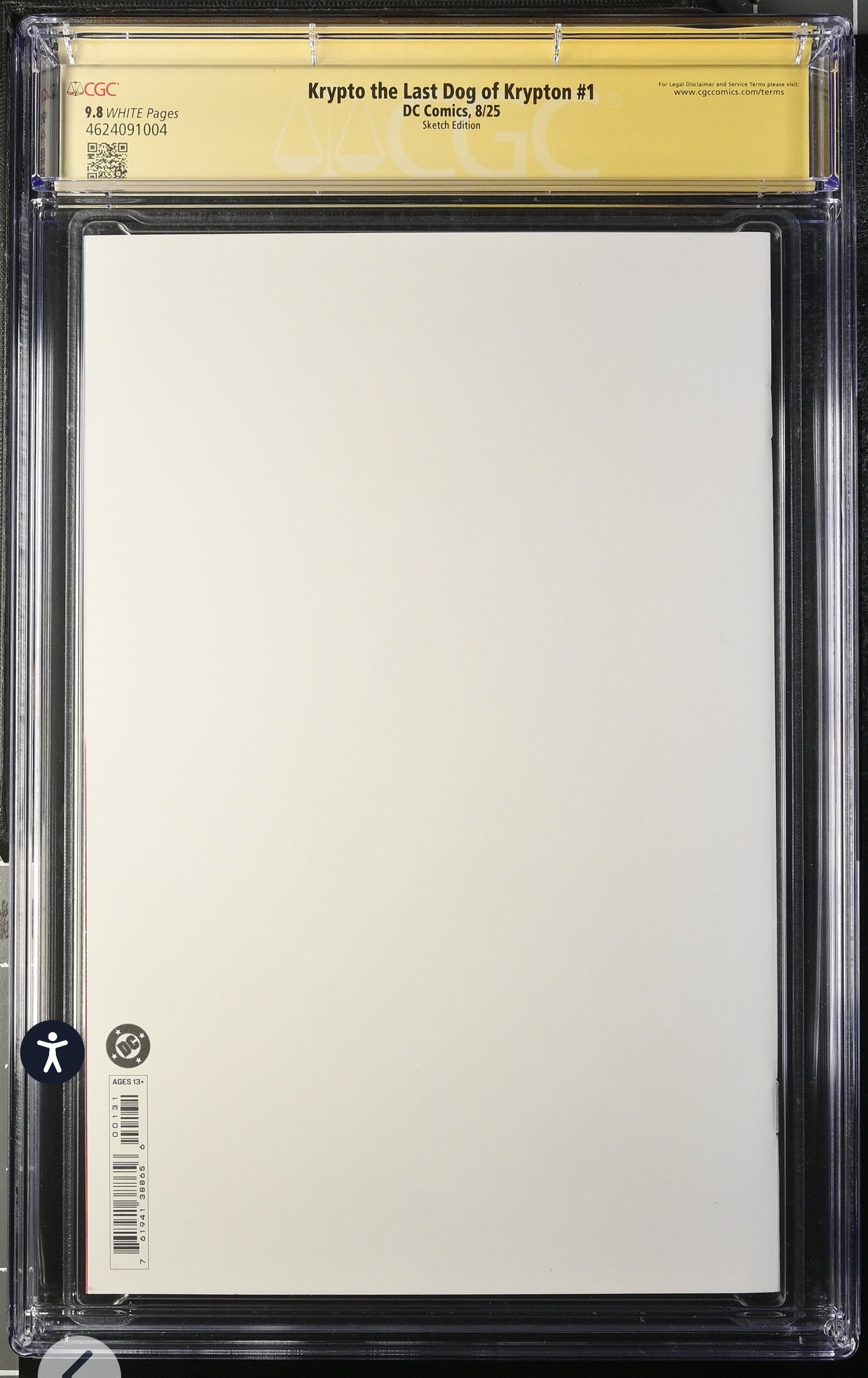 Krypto The Last Dog of Krypton #1 CGC SS 9.8 Blank Sketch Edition Signed & Sketch By Matt Flint