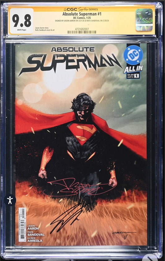 ABSOLUTE SUPERMAN #1 CGC SS 9.8 Signed By Jason Aaron & Rafa Sandoval DC, 2025