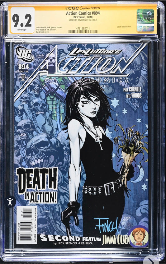 Action Comics #894 CGC SS 9.2 (DC, 2010) Signed By David Finch (1st Cover App Death)
