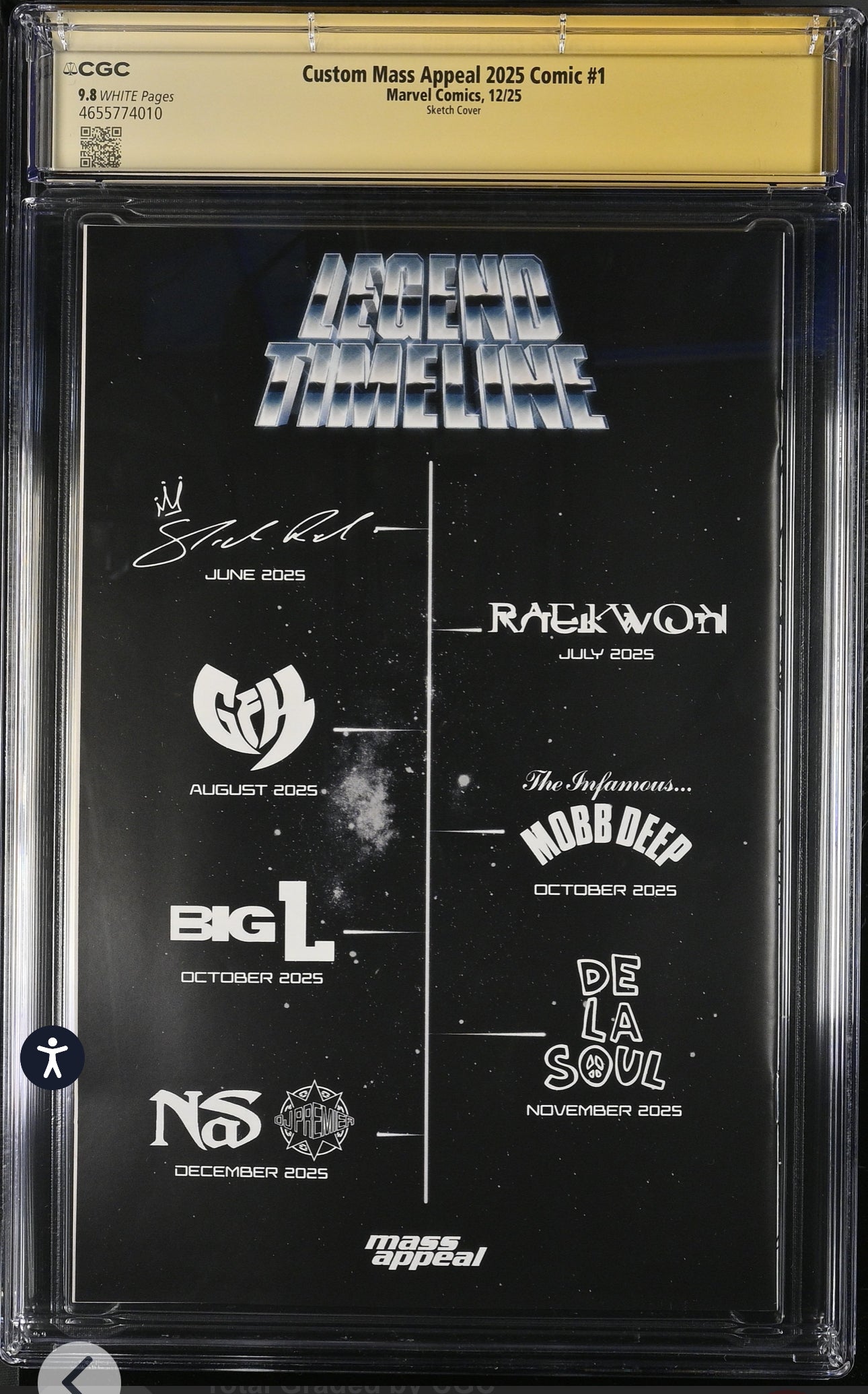 Legend Has It Mass Appeal x Marvel Comic #1 CGC SS 9.8 (Sketch Variant) signed by Ghostface Killah, Nas, Maseo & Pos from De La Soul And Sanford Greene