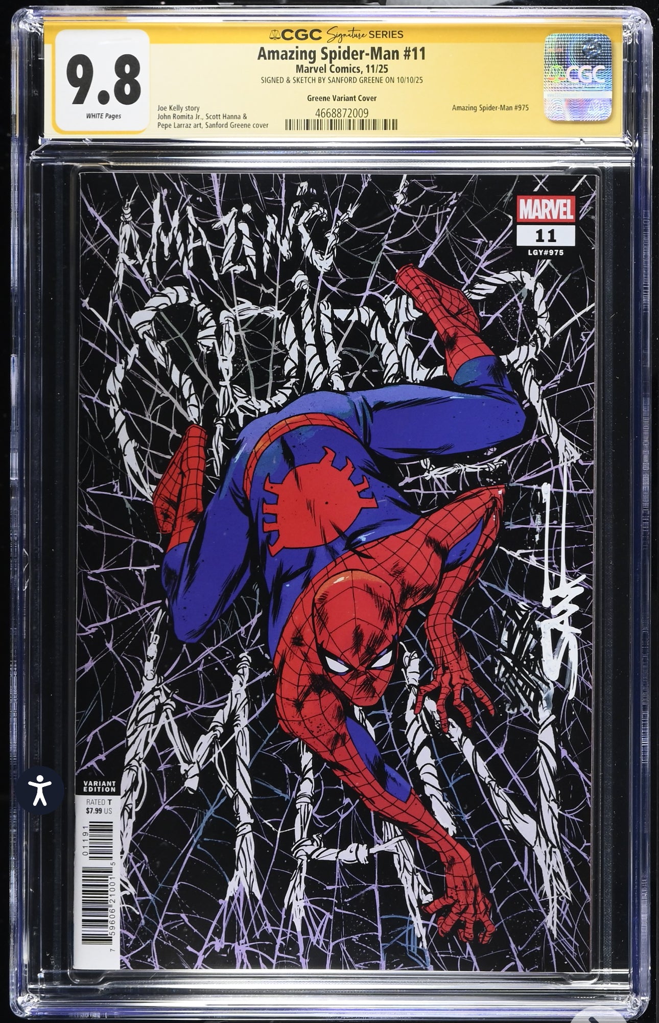 Amazing Spiderman #11 CGC SS 9.8 Signed By Sanford Greene (Marvel, 2025)