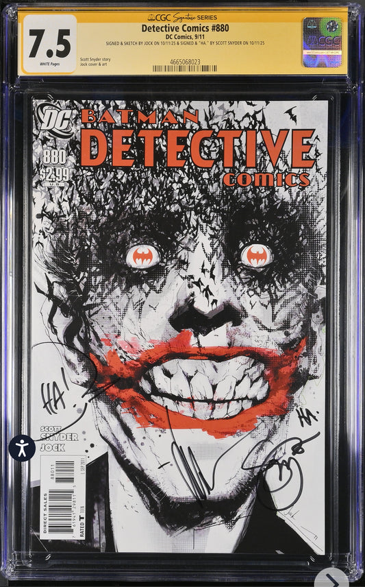 Detective Comics #880 CGC SS 7.5 (DC, 2011) Signed By Scott Snyder & Jock Wrote Ha!