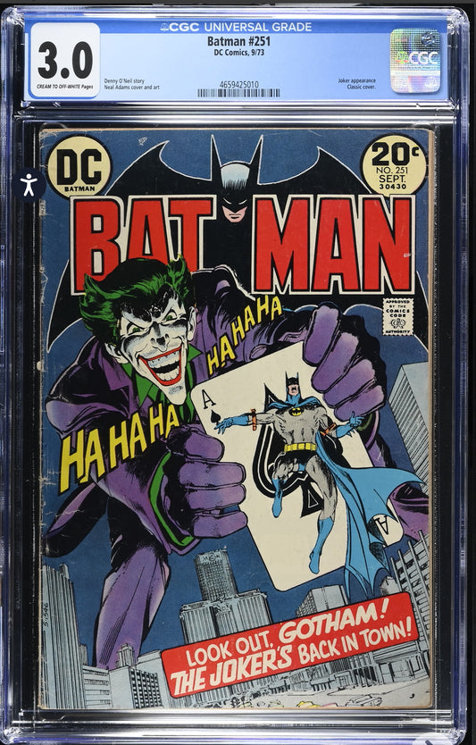 Batman #251 CGC 3.5 (Sept, 1973) Neal Adams Classic Joker Cover