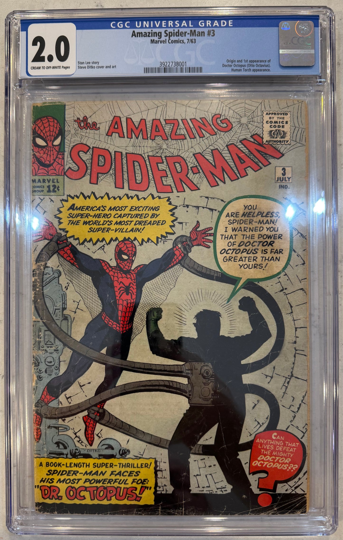 Amazing Spider-Man #3 CGC 2.0 (Marvel, 1964) 1st Appearance of Doctor Octopus