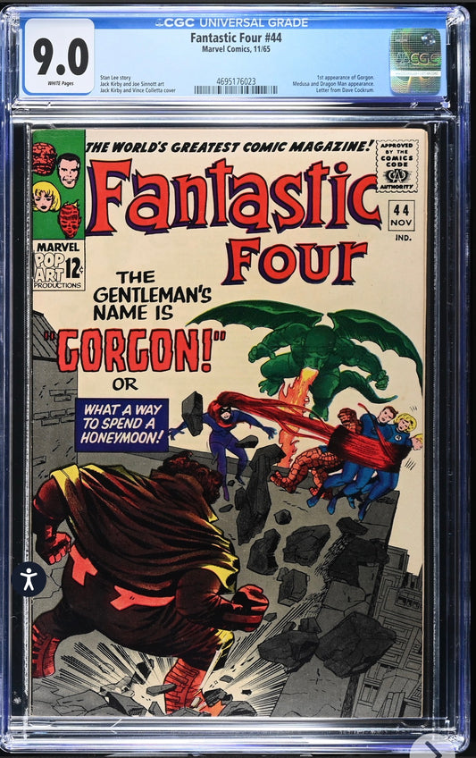 Fantastic Four #44 CGC 9.0 (Marvel, 1965) Rare White Pages 1st App Of Gorgon