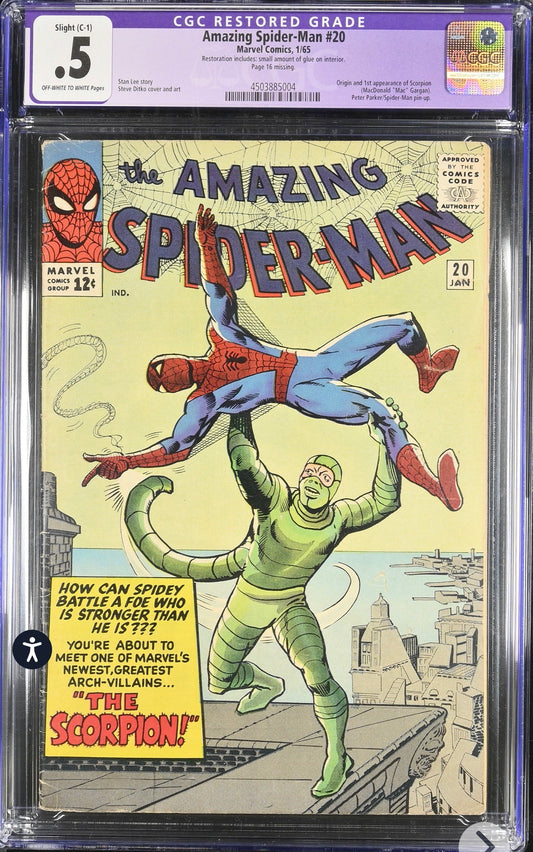 Amazing Spider-Man #20 CGC .5 Restored (Marvel, 1965) 1ST APPEARANCE SCORPION