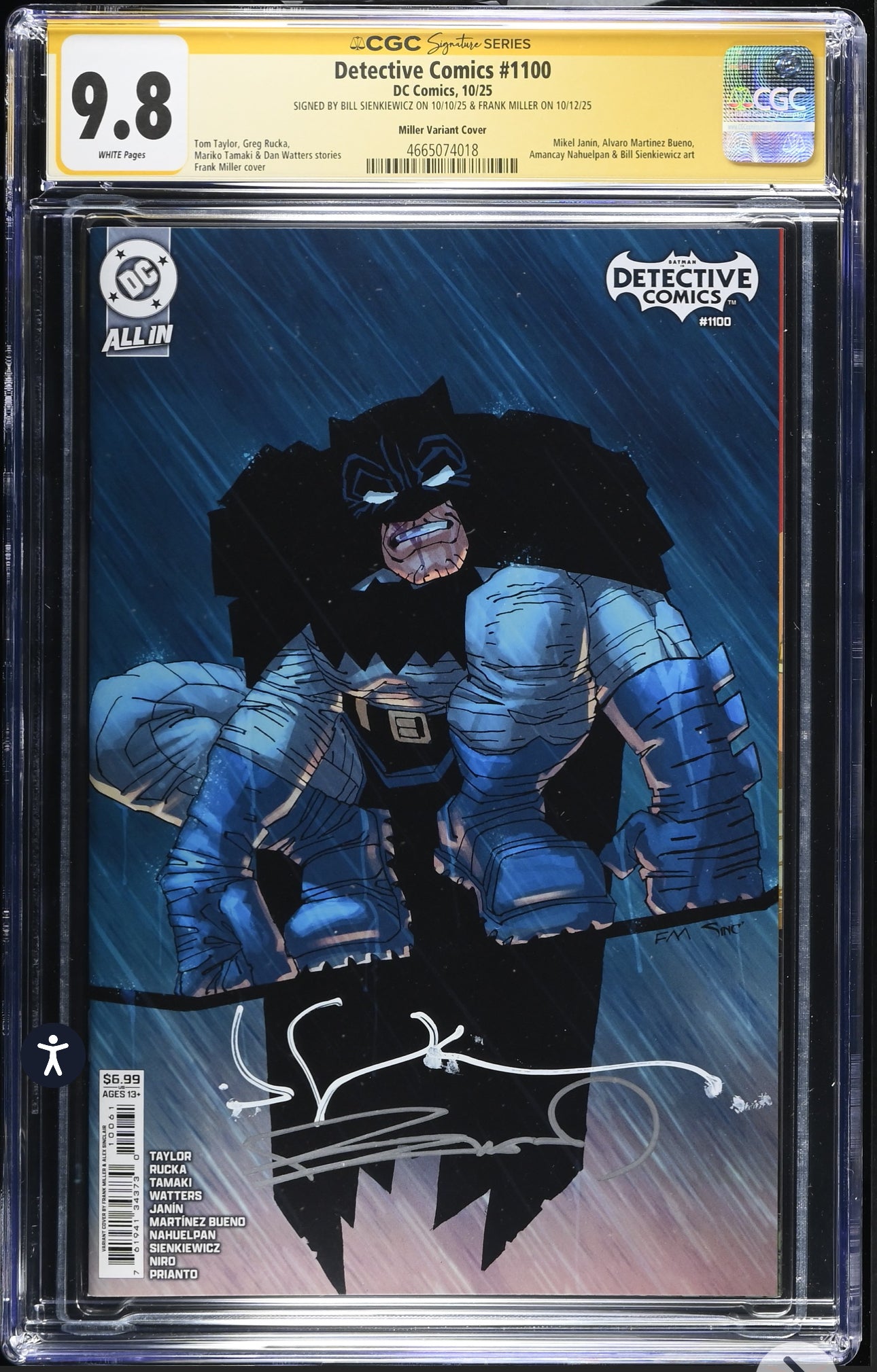 Detective Comics #1100 CGC SS 9.8 Signed By Frank Miller & Bill Sienkiewicz (DC, 2025)