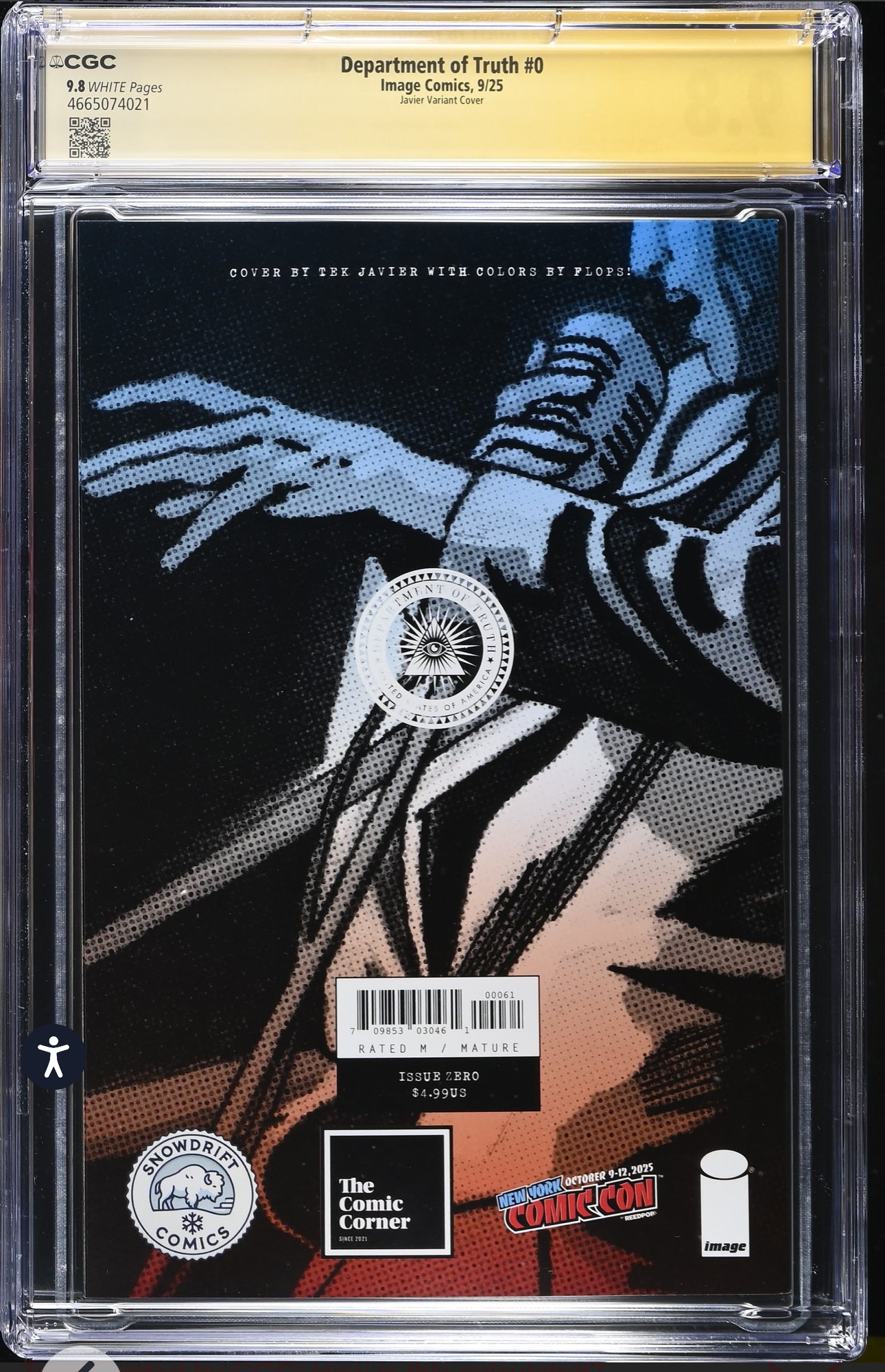 Department of Truth #0 CGC SS 9.8 Signed By Scott Snyder & James Tynion IV (Image, 2025) Akira Homage Cover
