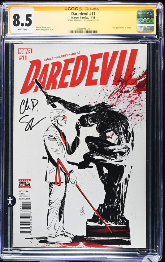 Daredevil #11 CGC SS 8.5 (Marvel, 2016) Signed by Charles Soule (1st app of Muse)