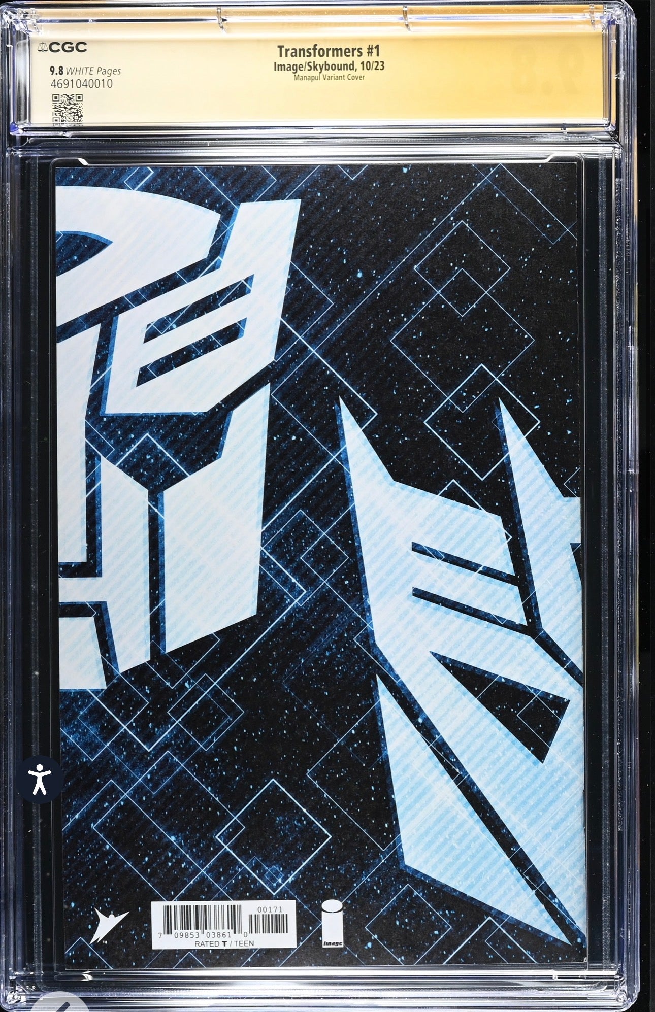 Transformers #1 CGC SS 9.8 Signed By Peter Cullen (Image/Skybound 1:50 Variant)