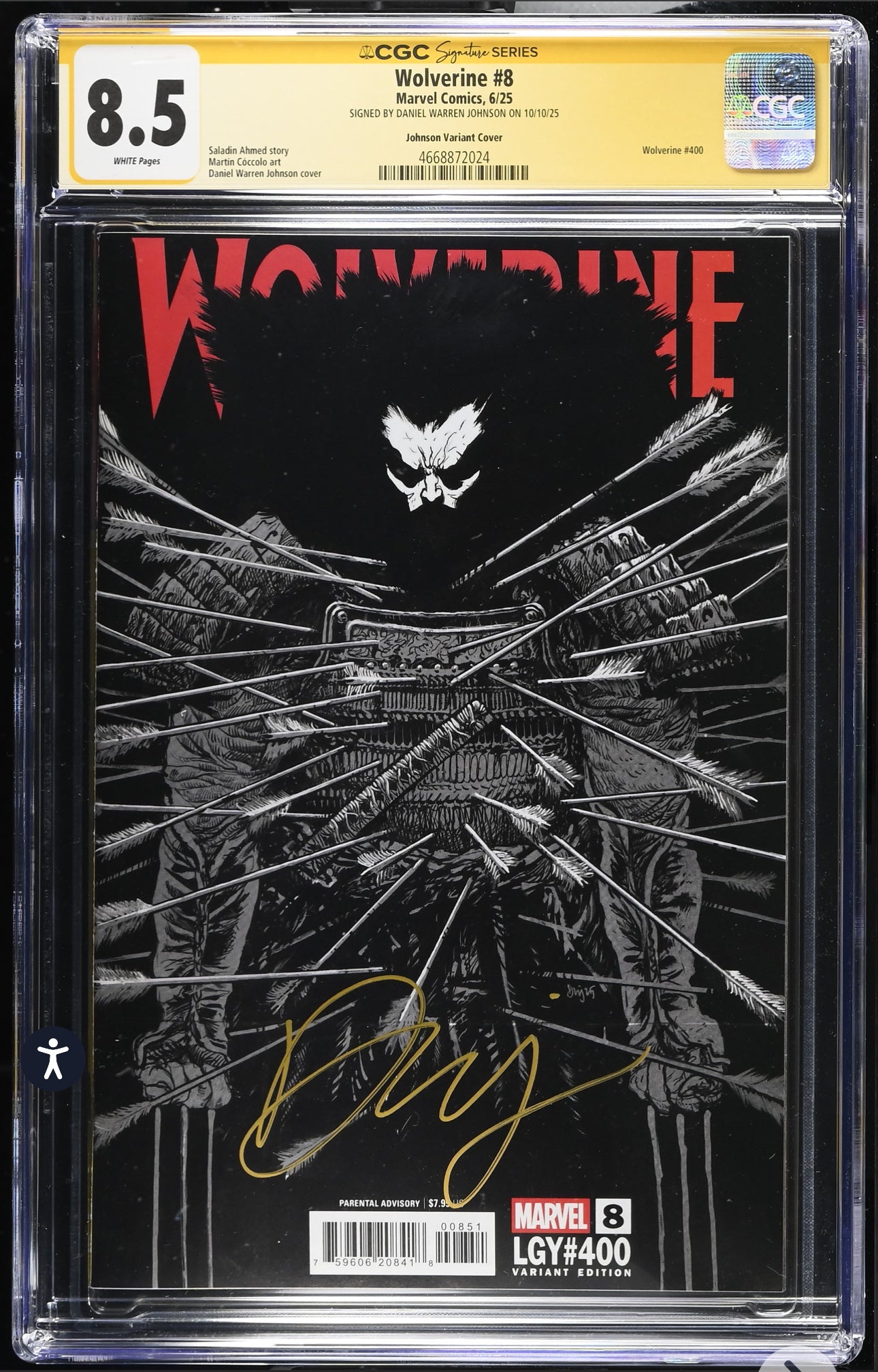 WOLVERINE #8 CGC SS 8.5 (Marvel, 2025) Signed By Daniel Warren Johnson 1st Print
