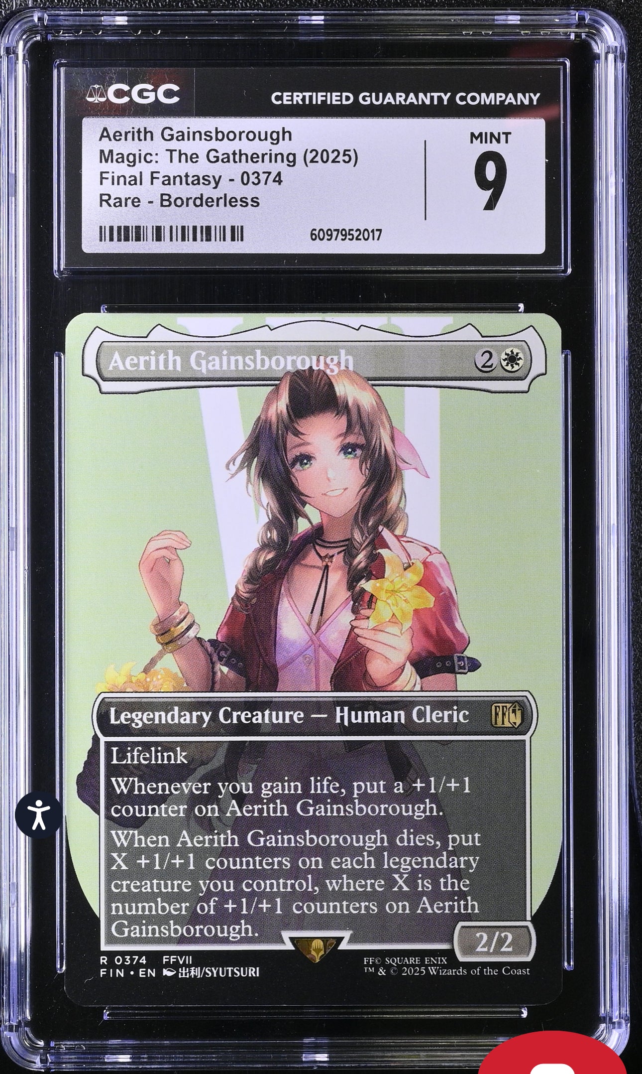 Aerith Gainsborough Magic: The Gathering CGC 9 (Mint) Final Fantasy 0374 Rare Borderless 2025 CGC Cards