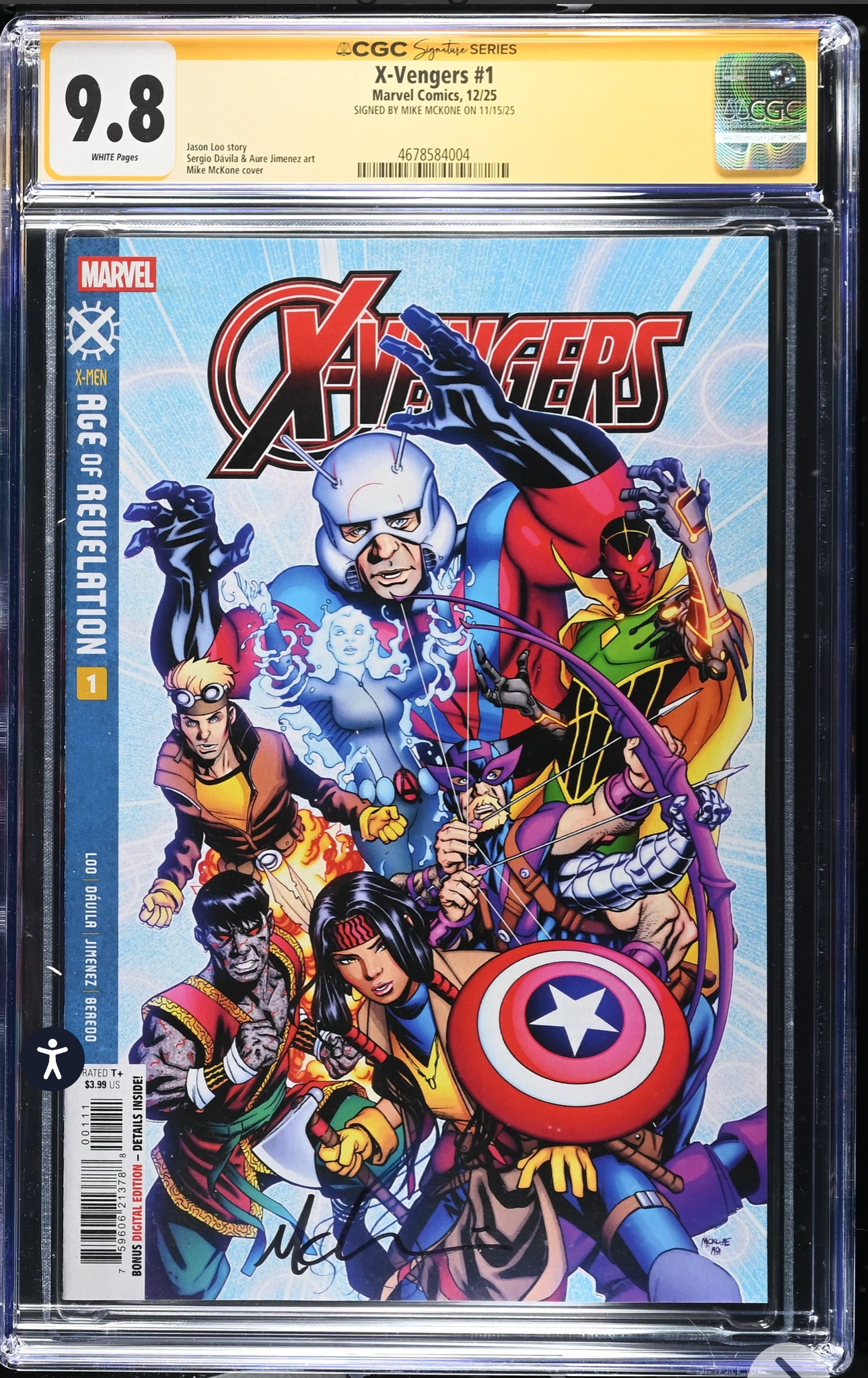X-Avengers CGC SS 9.8 (Marvel, 2025) Signed by Mike McKone
