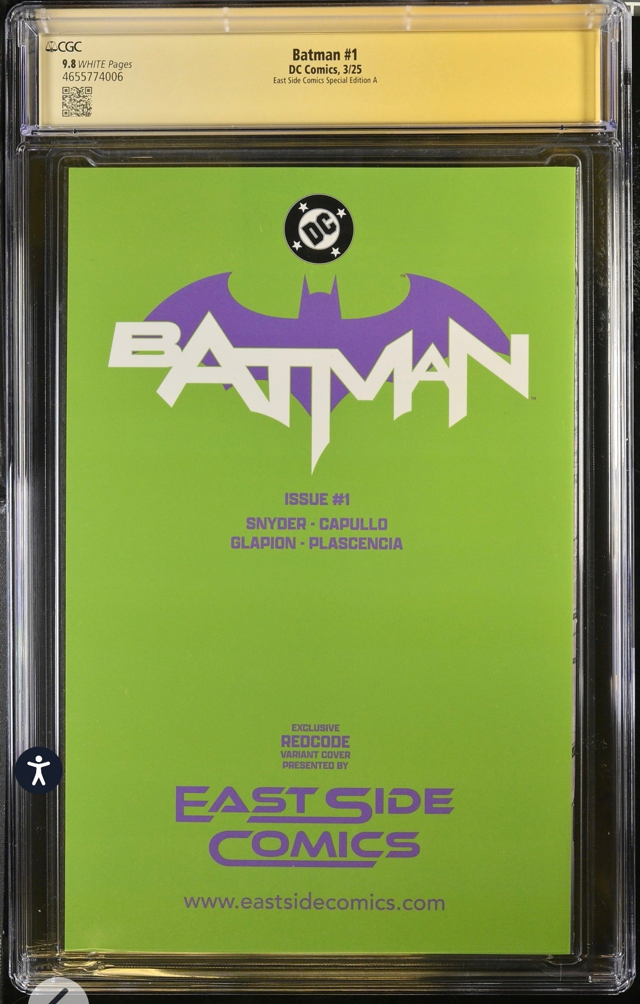 BATMAN #1 CGC SS 9.8 (DC COMICS, 2025) REDCODE AKIRA JOKER HOMAGE 3x Signed By Greg Capullo, Scott Snyder, Jonathan Glapion (Reprint of 2011 Series)