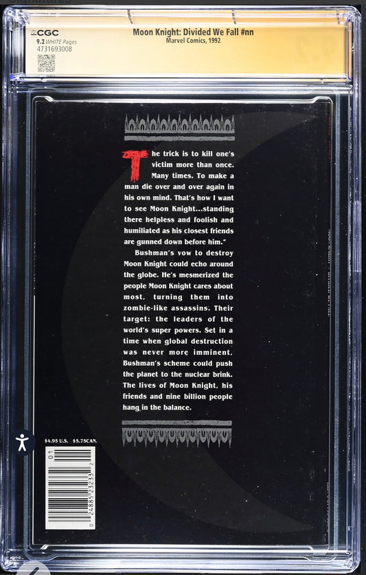 Moon Knight: Divided We Fall #nn CGC SS 9.2 Signed By Denys Cowan (Marvel, 1992)