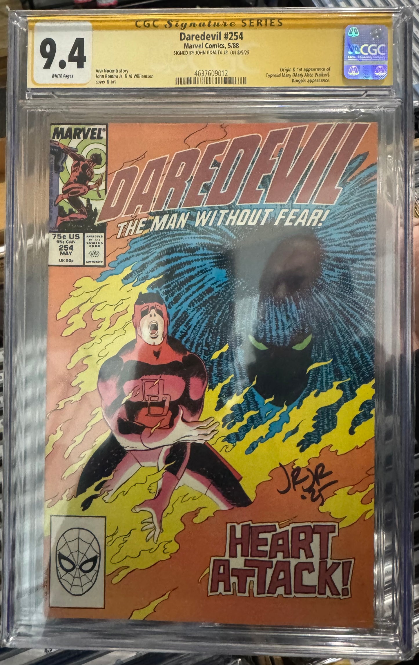 Daredevil #254 CGC SS 9.4 (Marvel, 1988) signed by John Romita Jr. (1st Appearance of Typhoid Mary)