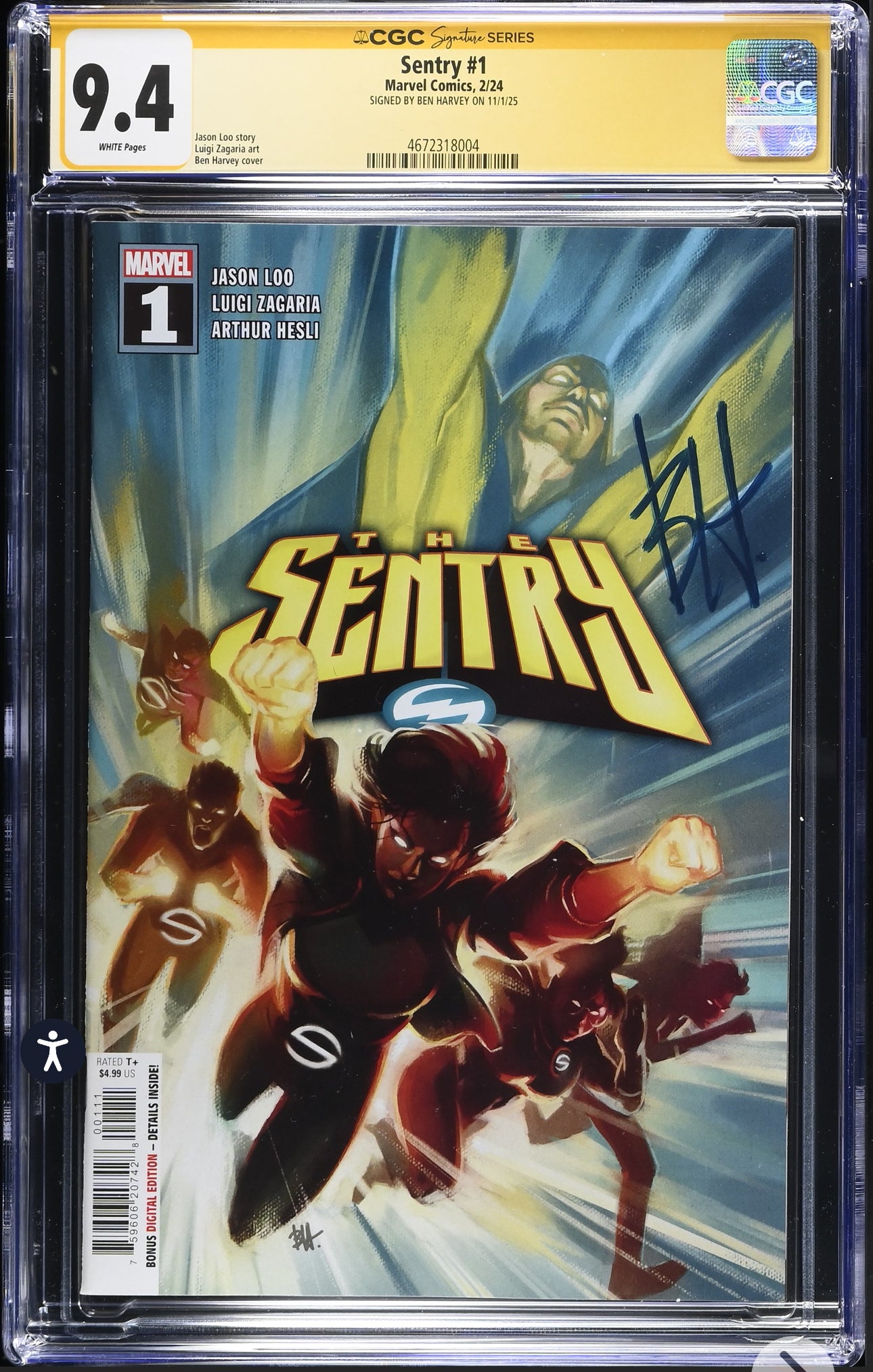 Sentry #1 CGC SS 9.4 (Marvel, 2024) Signed by Ben Harvey