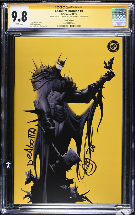 Absolute Batman #1 CGC SS 9.8 (DC, 2025) Signed By Scott Snyder & Nick Dragotta (8th Print)