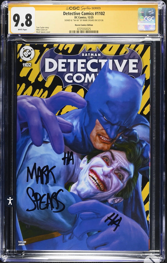 Detective Comics #1102 CGC SS 9.8 SIGNED By Mark Spears Batman Cover "HA HA” (DC, 2025)