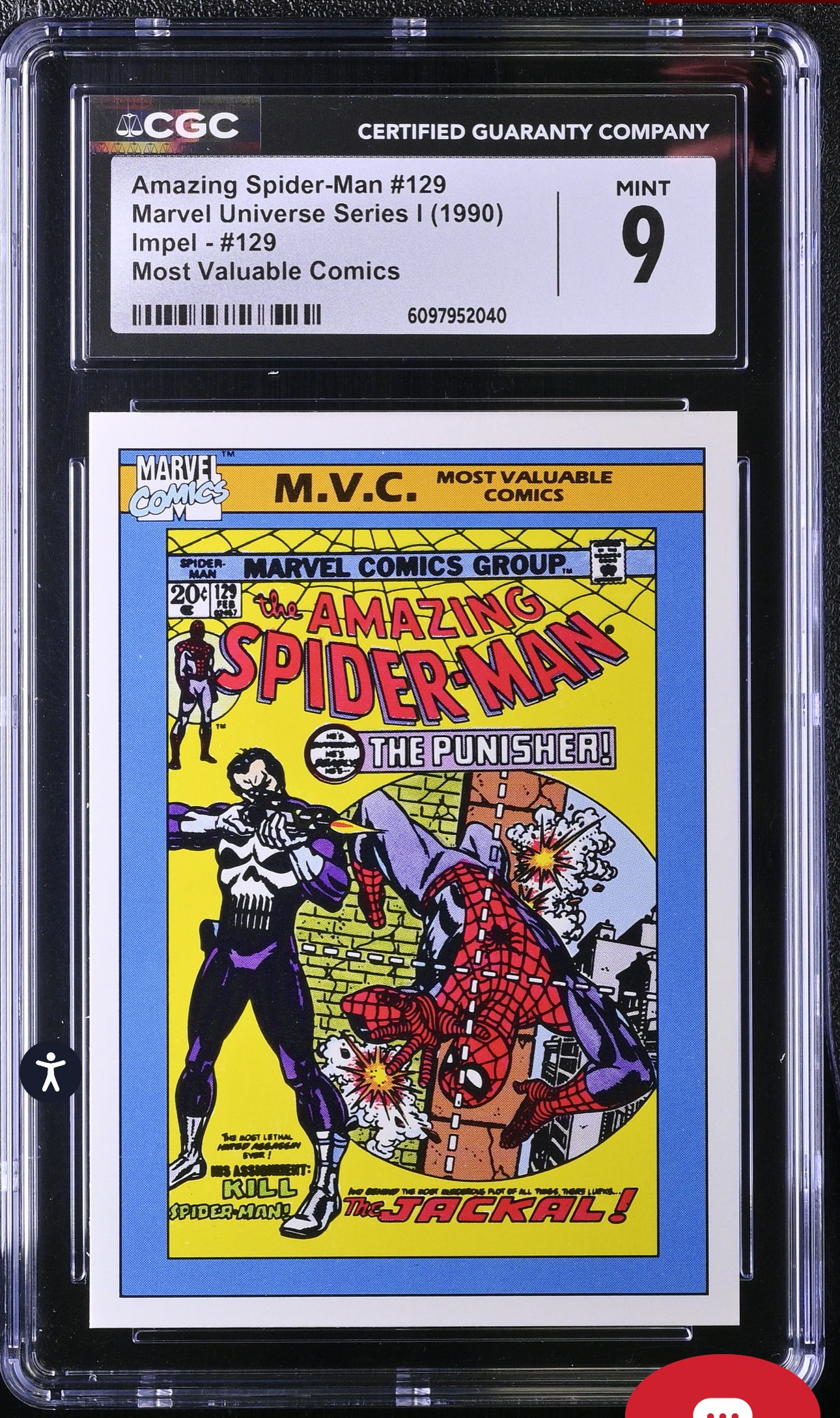 Amazing Spider-Man #129 CGC 9 (Mint) Marvel Universe Series I 1990 Impel #129 CGC CARDS