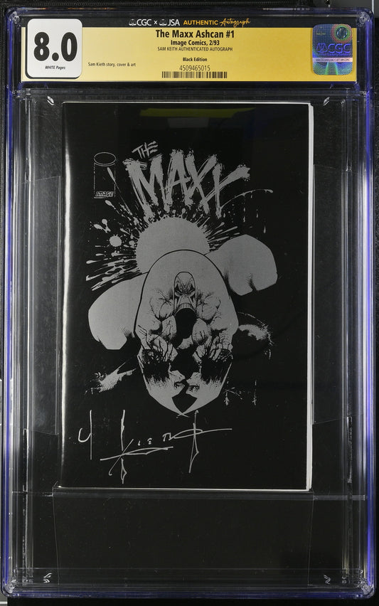 The Max Ashcan #1 CGC X JSA 8.0 (Image, 1993 Black Edition) Signed By Sam Keith