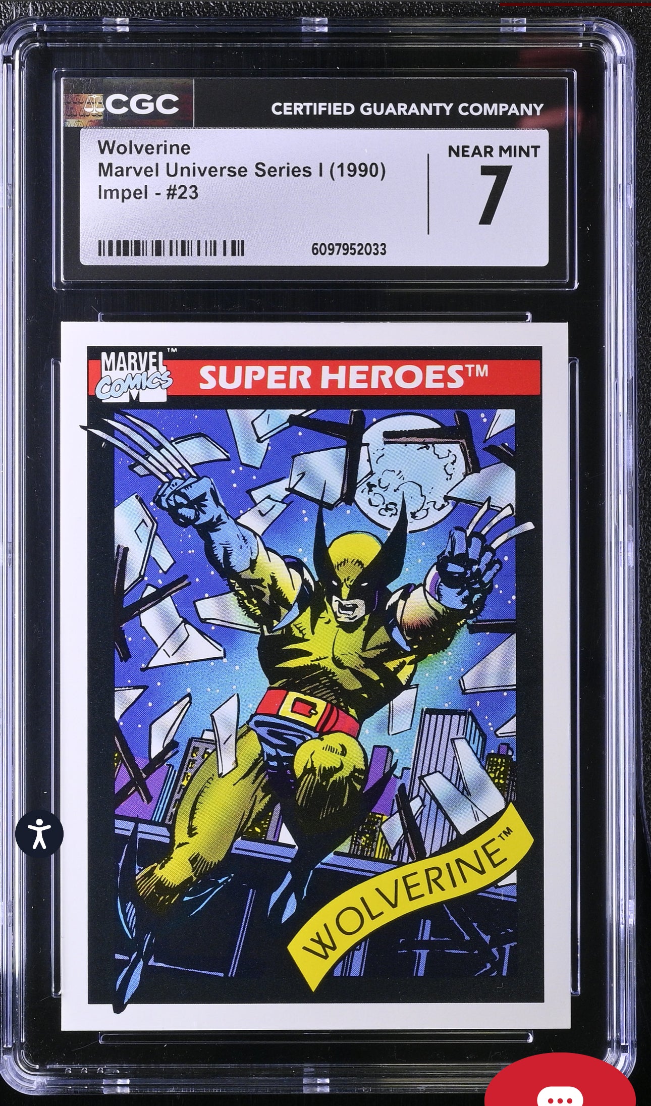 Wolverine CGC 7 (Near Mint) Marvel Universe Series I 1990 Impel #23 CGC CARDS