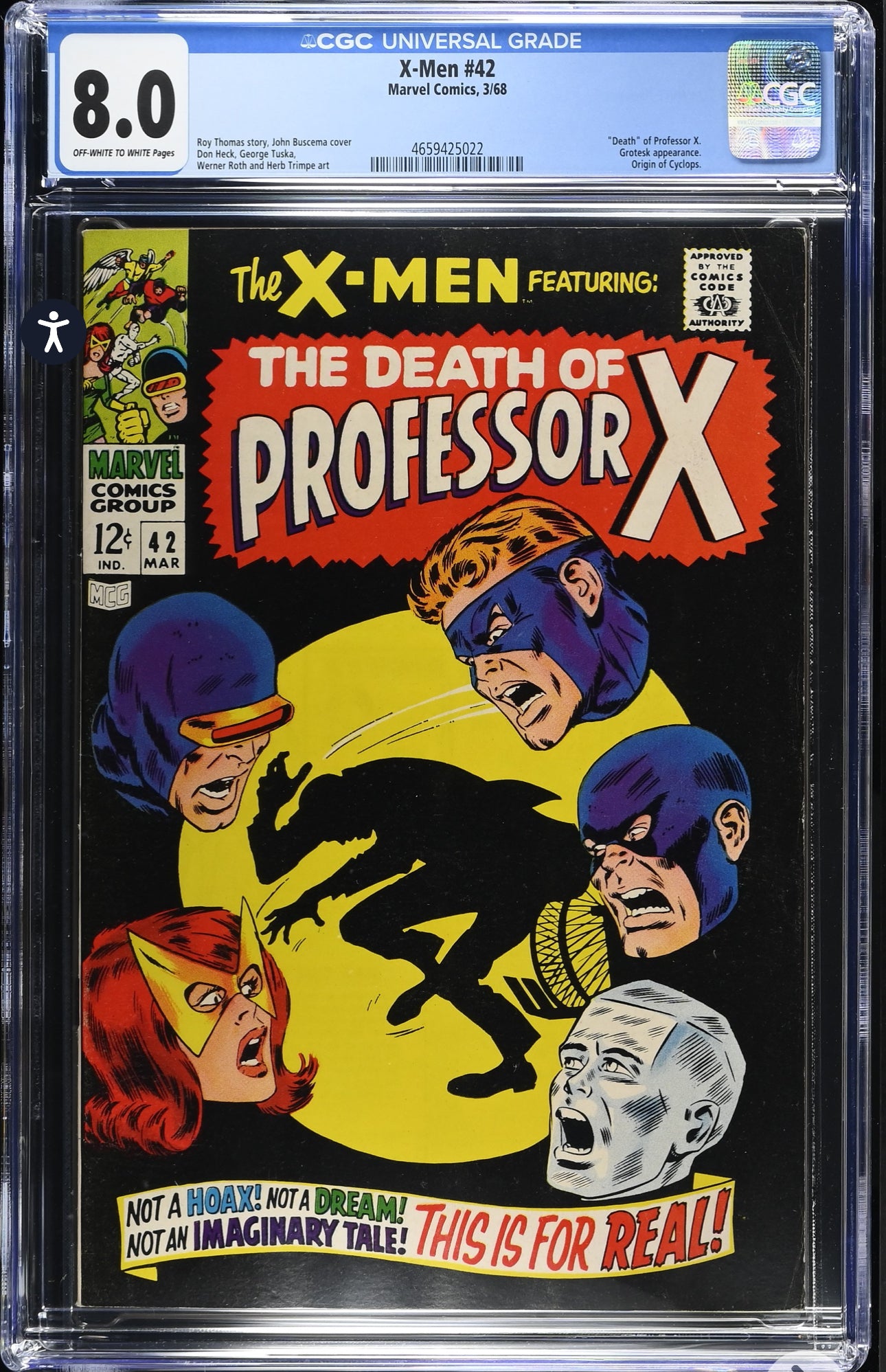 Uncanny X-Men #42 CGC 8.0 (Marvel, 1968) “Death” Of Professor X