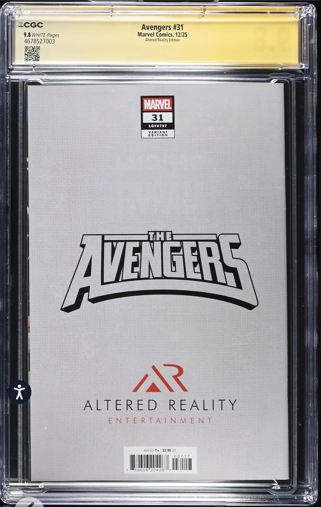 Avengers #31 CGC SS 9.8 RICC Variant Signed By Alex Maleev (Marvel, 2025)
