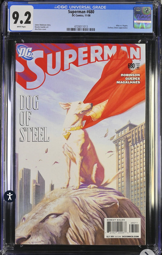 Superman #680 CGC 9.2 (DC,2008) Alex Ross Krypto