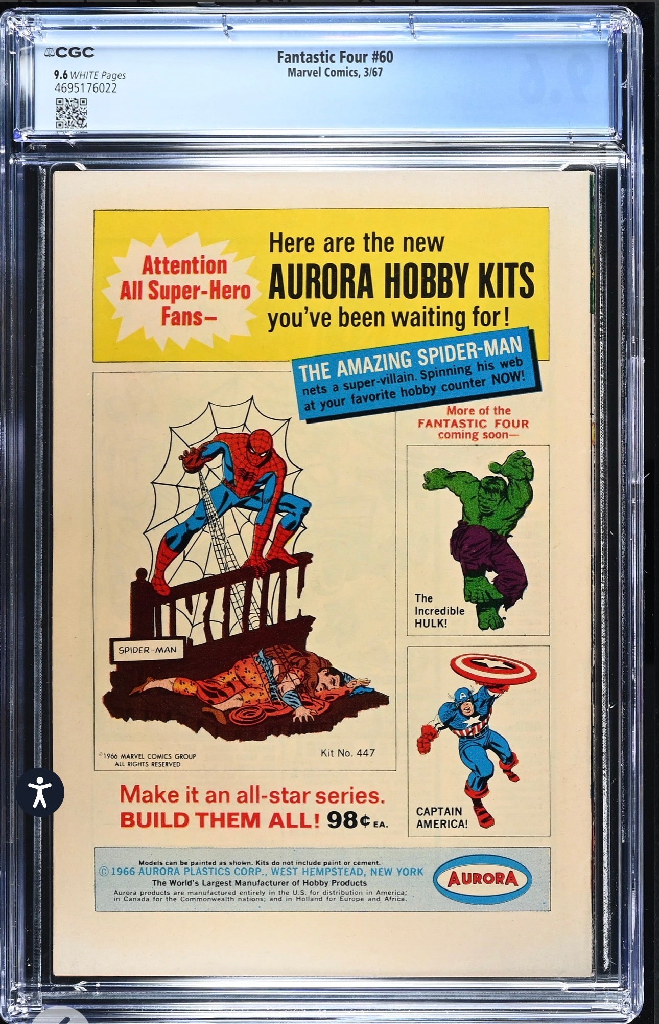 FANTASTIC FOUR #60 CGC 9.6 (Marvel 1967) Rare White Pages Dr. Doom Silver Surfer